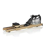 FitEngine Wasser-Rudergerät | Ergonomischer Rudersitz für Deine korrekte Haltung | Realistisches Rudergefühl durch regulierbaren Wasserwiderstand | Leistungsmonitor [Helles Holz]