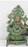 WorldOfIndianArt Antike Mangalkari Ganesha Messingstatue sitzend auf Sockel, 66