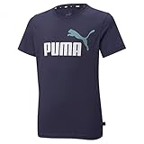PUMA Essentials+ Two-Tone Logo Jugend T-Shirt Peacoat-Mineral Blue 116