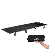 Bo Camp 1304490 Alu Feldbett Extreme Camping Outdoor Bett Liege Klappbett mit Klicksystem 190x64x12 cm, Schw