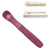 Babylöffel Silikon -Fütterlöffel, Breilöffel, Erste Mahlzeit mit Transportbox, Baby Starter Spoon, Platinum Silicone (Burgund)