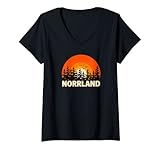 Damen Norrland Sverige - Retro Vintage Schweden T-Shirt mit V