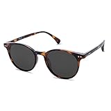 SOJOS Polarisierte Sonnenbrille Herren Damen Retro Schmale Rechteckige Sonnenbrille UV400 Schutz MAY SJ2113 mit Schildkröten Rahmen / Graue L