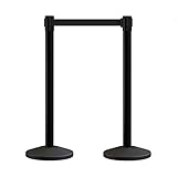 Crowd Control Warehouse CCW Serie Rbb-100 Schwarze Stütze Versenkbare Gurtbarriere Mit 10 Fuß Schwarzen Gurt (2Er-Set)