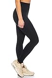 Kendindza Damen Sport Leggings/Hoher Bund High Waist Bauch Weg (Schwarz, M/L)