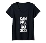 Damen San Francisco California Golden Gate Bridge San Francisco T-Shirt mit V