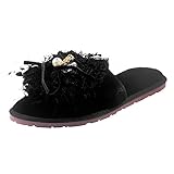 Damen Slipper Offene Zehe Hausschuhe Plüsch Latschen Gemütliche Flauschige Pantoffeln Open Toe Frauen Bequeme Rutschfeste Schlappen Indoor/Outdoor Winter Hause Weiche Leichte Warm F