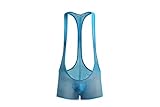 Swbreety Herren-Body aus Netzstoff für Wrestling-Fans, Wrestling-Trikot, blau, M
