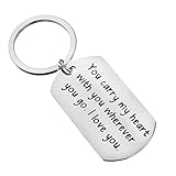 YOYUMI Keychain Schlüsselanhänger 2 Stück Edelstahl-Schlüsselanhänger, Schriftzug, Militärabzeichen, Sie Tragen Mein Herz Mit Sich, Wohin Sie Auch G