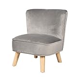 roba Kindersessel „Lil Sofa“ für Jungen und Mädchen, bequemer Sessel mit stabilen Holzfüßen und grauem Samtstoff, Kinder-Sitzmöbel-Serie „Lil Sofa“ fürs Kinder- oder Baby