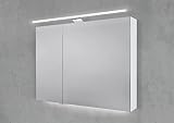 Intarbad ~ Spiegelschrank 90 cm mit LED Beleuchtung, Doppelspiegeltüren Berglärche Anthrazit IB1928