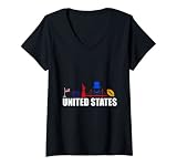 Damen Vereinigte Staaten Impression Vacation Ich liebe US Souvenir T-Shirt mit V