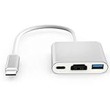 USB C auf HDMI/USB3.0/USB 3.1 Adapter,Unterstützt 4K/60Hz,BACAKSY Typ C zu HDMI Konverter Digital AV Multiport Adapter unterstützt Ultra-HD für Apple MacBook Chromebook Pixel D