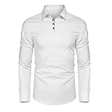 KBUY Herren Baumwolle Leinenhemd Herbst Winter Herren Hemd Langarm Regular Fit Freizeithemd Shirts Herren Hemd Henley Leinenhemd Roll-up Sleeve Freizeithemd Casual Men Shirts Top