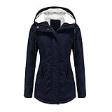 TTWOMEN Damen Winter Langarm Revers Kapuzen Warmer Mantel Jacke Outwear Pelzgefütterter Trench Dicker M