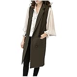 Blazer Damen Elegant Zweireihig Weste Sakko Winter Anzugweste Mantel Klassische Elegant Warm Wintermantel Knopf Revers Schlack Slim Fit Trenchcoat mit Taschen Lang GroßE GrößEn T