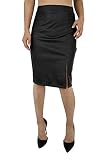 JOPHY & CO. Damen-Rock aus Kunstleder mit Spitze, Midi oder Lang (Code 64861 & 65353), Schwarz (Artikelnummer 64861), XL