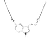 Serotonin Molekül Kette mit Anhänger Halskette aus 925 Sterling Silber Chemie schmuck Glück Halsk
