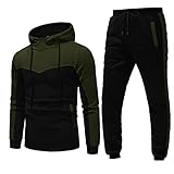 Jogginganzug Herren Frühling Trainingsanzug Herren Set Sportanzug für Männer, Men Jogging Fitness Herren Freizeitanzug mit Kapuze Suit Fashion Splice Sport Hausanzug Tracksuit 2 Set Jacke Hose Anzug