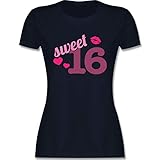 Geburtstagsgeschenk Geburtstag - Sweet 16 - S - Navy Blau - Geschenke 16 jährige mädchen - L191 - Tailliertes Tshirt für Damen und Frauen T-S