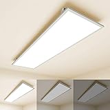 OUBO Deckenlampe Deckenleuchte LED Panel dimmbar 120x30cm Warmweiß / 36W/ 3700lm / 3000K / Weißrahmen Flurlampe Decke Wandleuchte Schlafzimmer Kinderzimmer, inkl. Trafo[Energieklasse A+]