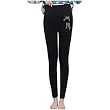 Kavitoz Damen Leggings Elastisch Strumpfhosen High Waist Thermohose Weiche Sherpa Fleece Gefütterte Strumpfhosen Schwarz Alltag Leggings Freizeithose Kältebeständige Hose Mit Katzenprint(Schwarz,S)