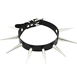 Dosige Damen Choker Halskette, Leder einstellbar Lange Ketten Kragen Halsband mit Nieten Kette, Gotik Punk Rock Lederb