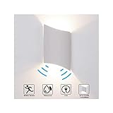 12W Wandleuchte Bewegungsmelder Außen/Innen LED Wandbeleuchtung Innen Up Down, Neutralweiß Wasserdicht IP65 Aluminium Modern Leuchte Wandlicht Wandbeleuchtung für Wohnzimmer Schlafzimmer Flur (Weiß)