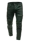 JIER Herren Destroyed Slim Fit Stretch Jeanshose Skinny Jeans Stretch Freizeithose Sommer Winter Basic Hosen Röhrenjeans Bleistifthosen Jeanshosen (Armeegrün,XXL,XXL)