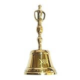 YiPong Messing Handglocke Altar Stern Dreifach Mond Ritual Messing Glocken Wicca Prop Zeremonie Handglock