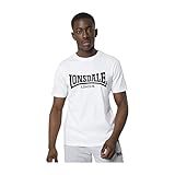 Lonsdale Herren Essentials T-Shirt Top Kurzarm Rundhals Weiß S