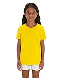 Hochwertiges Kinder T-Shirt aus 100% Bio-Baumwolle für Mädchen und Jungen. Eignet sich hervorragend zum bedrucken. (z.B.: mit Transfer-folien/Textilfolien), Size:122/128, Color:Yellow