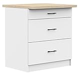 ADGO Oliwia Küchenschrank mit Arbeitsplatte, Küchenarbeitsplatte Arbeitplatte, Standschrank, Unterschrank, Regalböden, Einbauküchenschrank Küchen Schrank Möbel, Schwarze Griffe, Weiß (S80 3SZ)