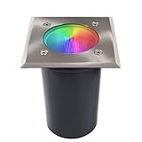 Planetitaly Begehbare quadratische LED SMART WiFi RGB 2700K IP67 Einbau Boden E27 Mehrfarbig Dimmer Garten Pflanzen Sprachsteuerung Alexa Google (Quadrat)