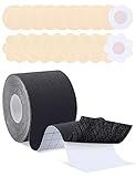 MELLIEX 1 Rolle Brust Tape Klebe BH Tape Unsichtbarer Brust Lift Boob Tape 5m Push Up Brustband mit 10 Paare Nipple Covers für Rückenfreies Kleid, Brautkleider, N