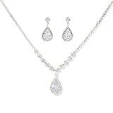 Unicra Brautschmuck Halskette Ohrringe Set Strass Silber Schmuck Set Silber Braut Choker für Frauen und M
