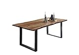 SAM Esszimmertisch 200 x 100 cm Mephisto, Baumkantentisch naturfarben, Akazienholz massiv + lackiert, U-Gestell aus Metall schwarz, Esstisch im Industrial-Stil, jeder Holztisch EIN Unik