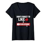 Damen Soziale Medien beeinflussen wie und abonnieren T-Shirt mit V
