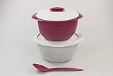 Tupperware Thermo-Duo 3,5 L weiß Brombeere + Servierlöffel Servieren Warmhalten Iso-Duo 37661