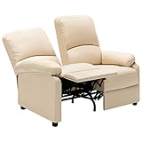 UnfadeMemory Relaxsessel Stoff Bezogene Sofa Loungesofa Stoffcouch Ergonomisch Wohnzimmersofa 2/3-Sitzer-Sofa Verstellbare Rückenlehne und Fußstütze (128x94,5x103 cm, Creme)