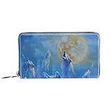 Damen-Geldbörse mit Reißverschluss, Wolfsmuster, Reise-Geldbörse aus Leder, Clutch, Kartenhalter, Organizer, Handgelenke, Geldbö