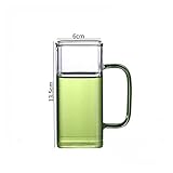 zhiding Nordic Style Square Mund Hohe Borosilikatglas Hitzebeständige Teetasse Haushalt Getränk Saft Cup Transparente Milch Bier Becher (Color : Green)