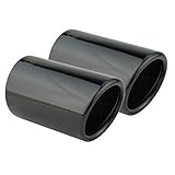 L&P A287 2 Auspuffblenden Auspuffblende Schwarz Chrom Edelstahl poliert Plug&Play Endrohrblenden Endrohrblende Auspuff Blende E