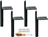 4 Austauschbare Möbelbeine, DIY Metall Tischbeine, geeignet für Sofa/Couchtisch/TV-Schrank/Bett und andere Möbel | Farbe: Schwarz | Höhe: 150