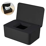 WELLXUNK® Feuchttücher-Box, Tissue Aufbewahrungskoffer, HomeTissue Boxen, Baby Feuchttücherbox, Serviettenbox Mit Deckel, Feuchttücher Spender, Toilettenpapier Box, Für Zuhause, Büro (Schwarz)