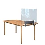 Rulopak Glastrennwand Plexiglas klar mit Tisch Klemme Metall, Trenner, Trennwand, Spuckschutz, Glas (B 80 cm x H 60,8 cm)