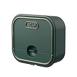 QLPLYZON Seifenablage Schublade Typ, Seifenbox Haushalt Seifenschale Freie Perforation Organisieren Badezimmer Flip Deckel Zum Abtropfen Starke Aufkleber (Grün)