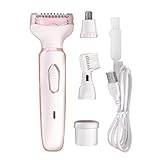 abbybubble 4 In 1 Elektrischer Haarentferner Wiederaufladbarer Damenrasierer Nasenhaartrimmer Achsel Bikini Trimmer Gesicht Körper Lippen Augenb