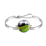 Armreif Armbänder verstellbar Gliederarmband Rinder Kühe ruhen auf der Grassland W