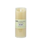 LED Echtwachskerze mit beweglicher Flamme 6 Stunden Timer mittel H 19